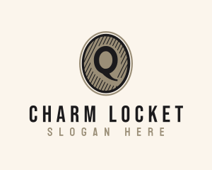 Locket - Etched Oval Coin Letter Q logo design