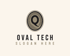 Oval - Etched Oval Coin Letter Q logo design
