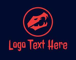 Dinosaur - Red Predator Badge logo design