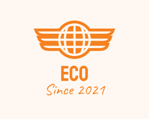 Shipping - Orange Winged Globe logo design