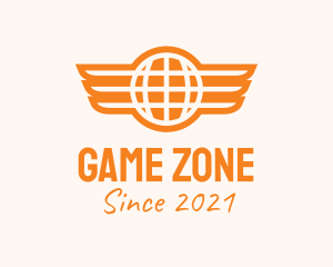Pilot - Orange Winged Globe logo design