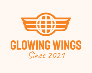 Orange Winged Globe logo design