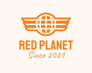 Orange Winged Globe logo design