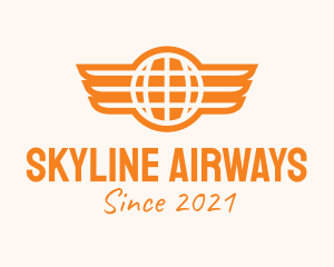 Airway - Orange Winged Globe logo design