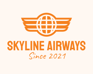 Orange Winged Globe logo design