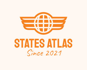 Orange Winged Globe logo design