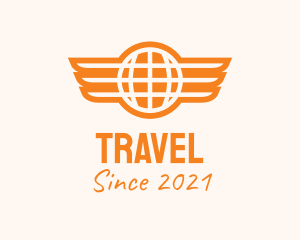 Atlas - Orange Winged Globe logo design