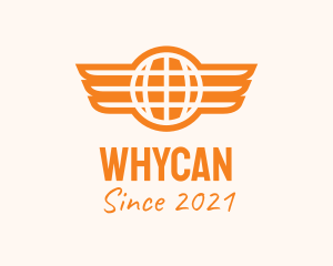 Air Transport - Orange Winged Globe logo design
