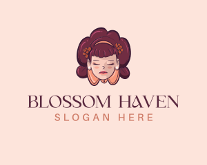 Flowers - Woman Flower Head logo design