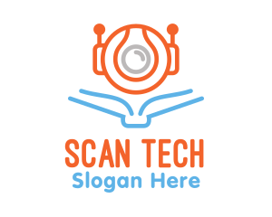 Scanner - Monoline Reading Robot logo design