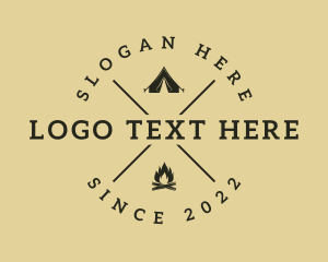 Hills - Camping Tent Fire logo design