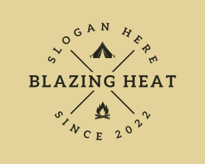 Fire - Camping Tent Fire logo design