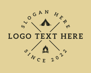 Explore - Camping Tent Fire logo design