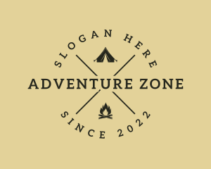 Adventure Tent Campfire logo design