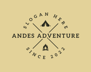 Adventure Tent Campfire logo design