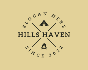 Hills - Adventure Tent Campfire logo design