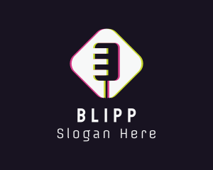 Streamer - Glitch Microphone Podcast logo design