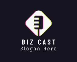 Singer - Glitch Microphone Podcast logo design