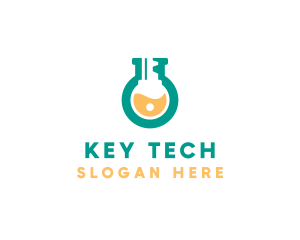 Chemical Key Flask  logo design