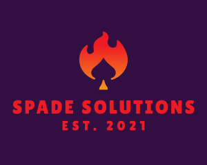 Gradient Fire Spade logo design