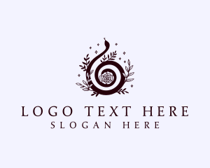 Slithering - Elegant Snake Floral logo design