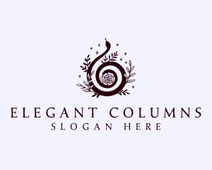 Elegant Snake Floral logo design