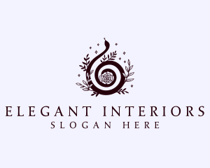 Elegant Snake Floral logo design