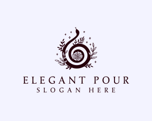 Elegant Snake Floral logo design