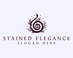 Elegant Snake Floral logo design