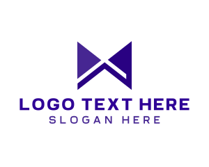 Technology - Blue Modern X Ribbon logo design