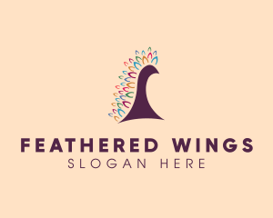 Peacock Avian Feather logo design