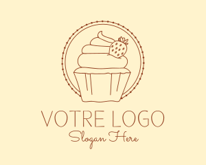 Strawberry Cupcake Bakery Logo