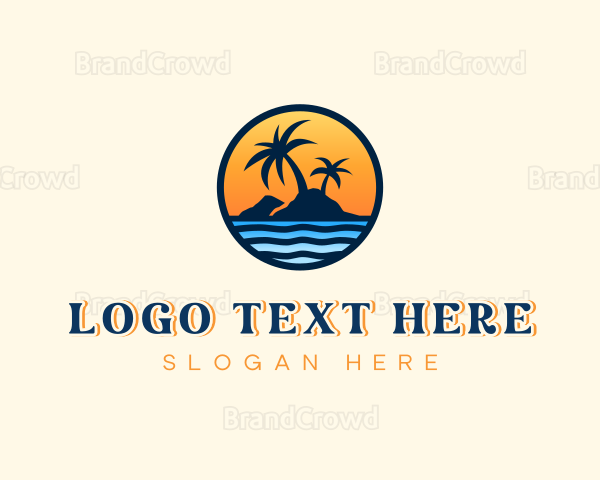 Beach Island Sunset Logo