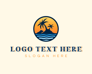 Beach Island Sunset  logo design