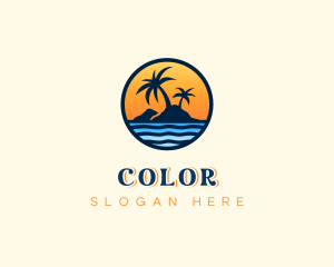 Tropical - Beach Island Sunset logo design