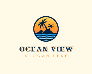 Beach Island Sunset  logo design