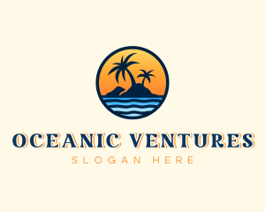 Beach Island Sunset  logo design