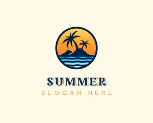 Beach Island Sunset  logo design