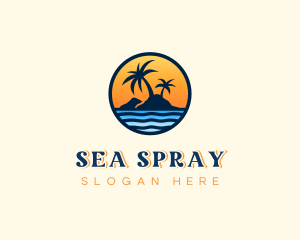 Beach Island Sunset  logo design