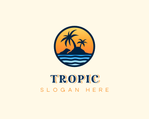 Beach Island Sunset  logo design