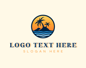 Resort - Beach Island Sunset logo design