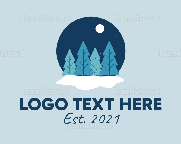 Snow Globe Pine Trees Logo