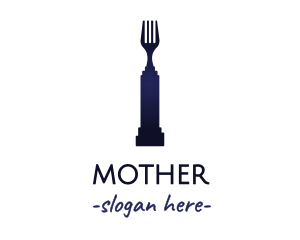 Food - Blue Fork Pedestal logo design