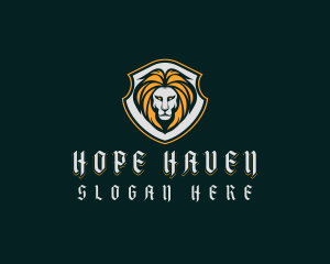 Hunting - Shield Lion Badge logo design
