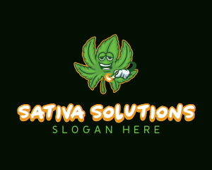 Sativa - Cannabis Marijuana Smoker logo design