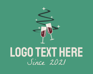 Sommelier - Christmas Tree Wine logo design
