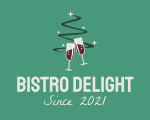 Christmas Tree Wine  logo design