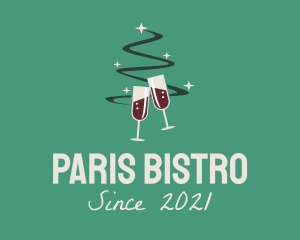 Christmas Tree Wine  logo design