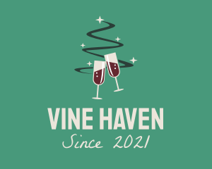 Christmas Tree Wine  logo design