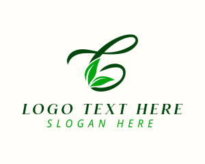Vegan - Leaves Cursive Letter C logo design